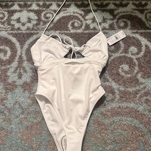 New with tags PacSun White Halter One-Piece Swimsuit